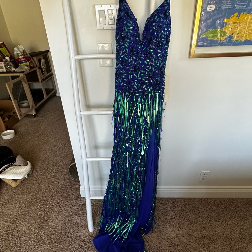 Stunning Blue and Green Sequin Gown